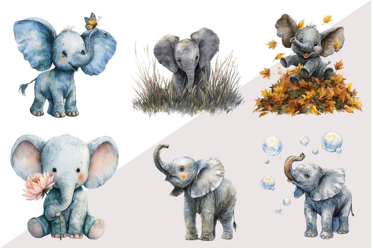 Baby Elephant Clipart, an Illustration by Design Market (Photo 3 of 3)