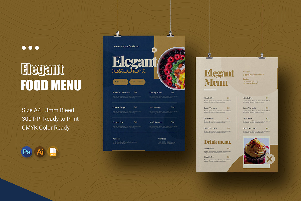 Elegant Foodys Menu, a Print Template by Esensifiksi.studio (Photo 1 of 2)
