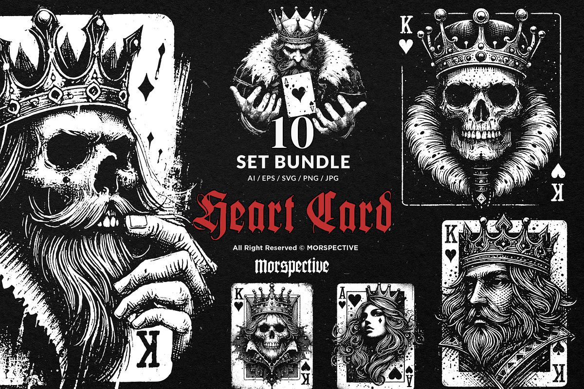 10 Bundle Dark Art Heart Card King, an Illustration by Morspective (Photo 1 of 7)
