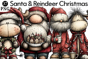 Santa & Reindeer Christmas Clipart, an Illustration by Daily.Designs (Thumbnail 1 of 5)