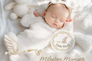 Baby Milestone Circle Card Mockups, a Product Mockup by NikiArts