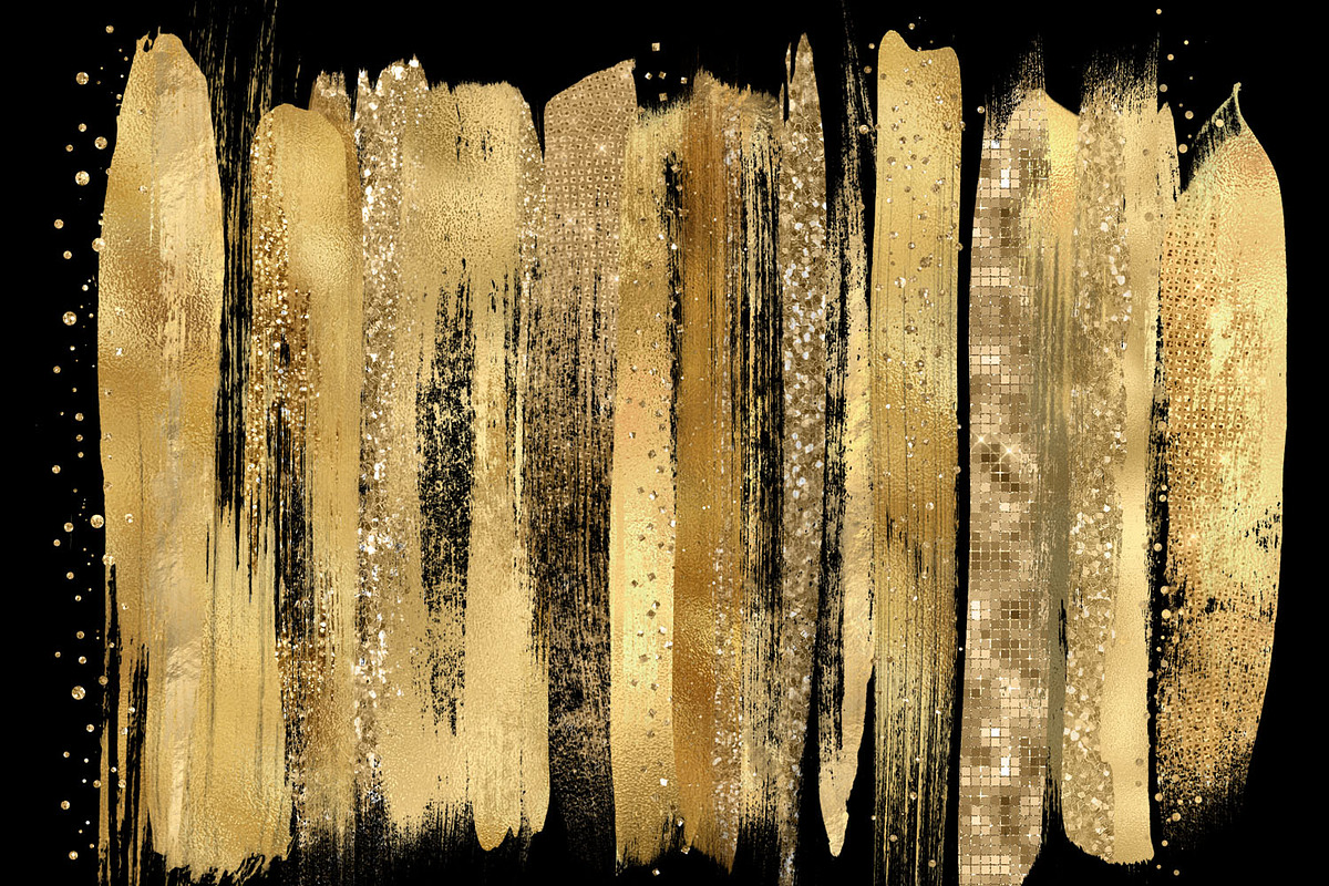 Gold Paint Strokes Clip Art preview 2