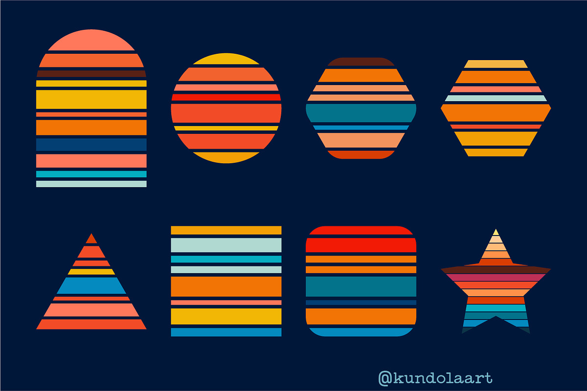 Retro sunset. SVG, PNG, a Shape Add-On by KundolaArt (Photo 4 of 9)