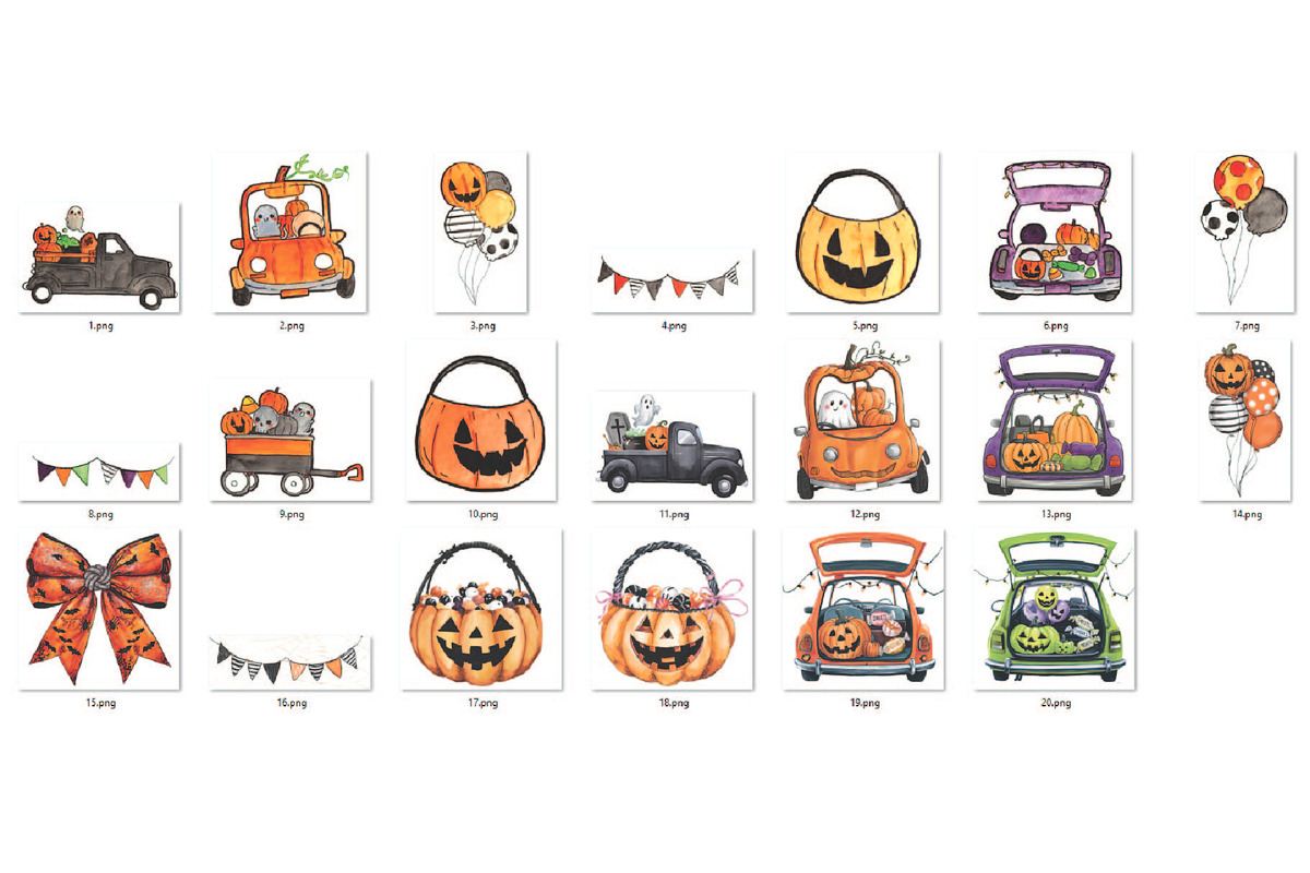 Halloween Watercolor Truck Clipart, an Object Graphic by Little Mango (Photo 4 of 4)
