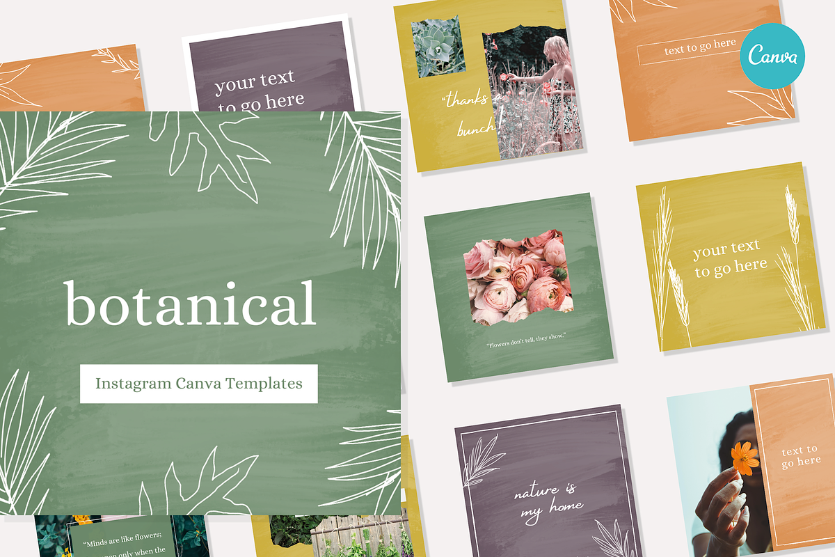 Botanical Instagram Templates, a Social Media Template by CreativeWilderness (Photo 1 of 9)
