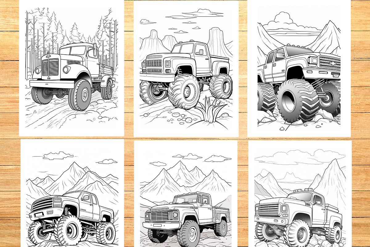 Truck Coloring Book for Kids 8-12, a Transportation Illustration by LA Design (Photo 3 of 9)