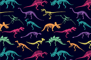 Dinosaurs Skeletons Patterns And Set