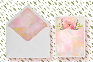 Peach- Watercolor Invitation Set