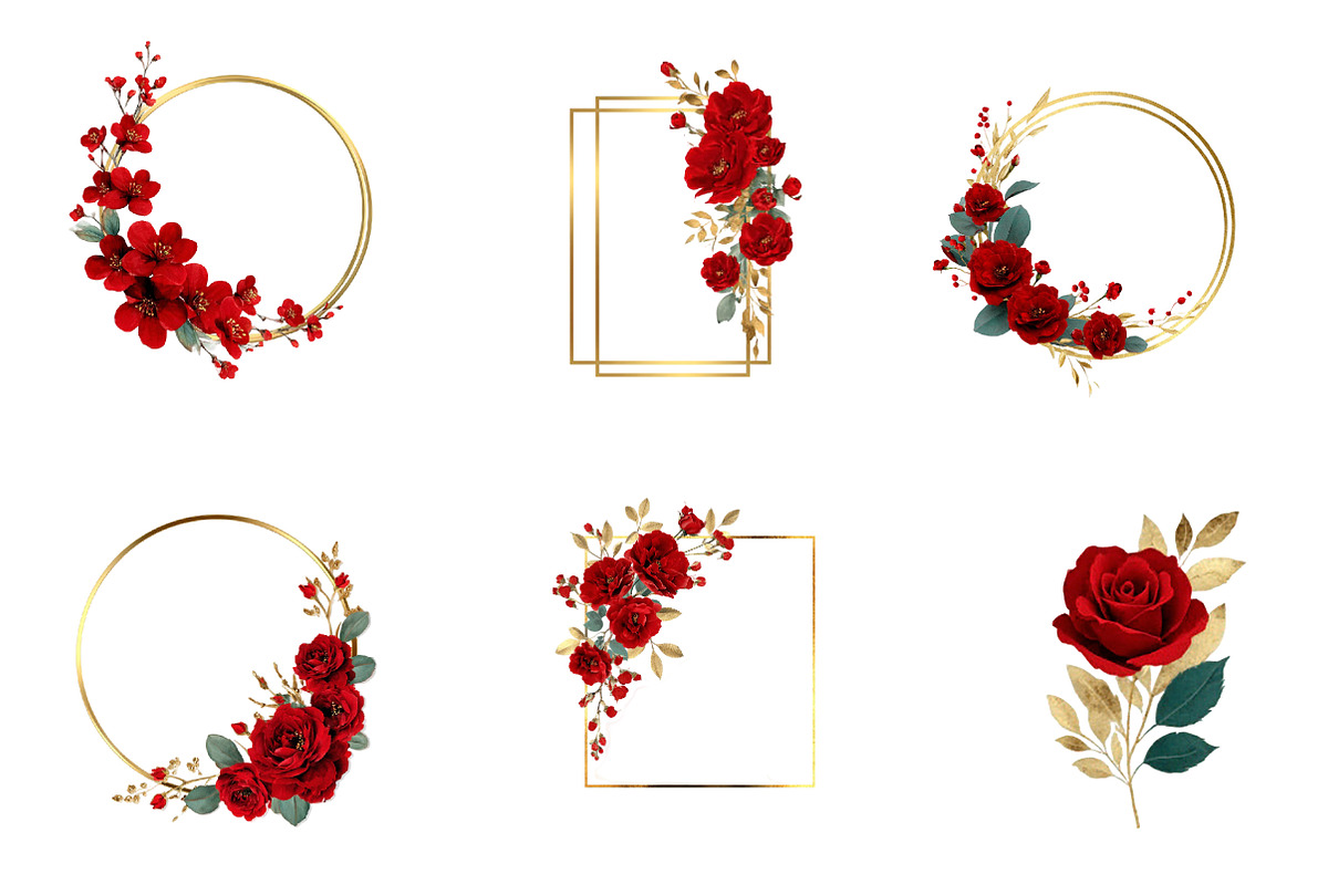 Red Rose Wedding Floral Fram, an Illustration by CreationArt (Photo 2 of 5)