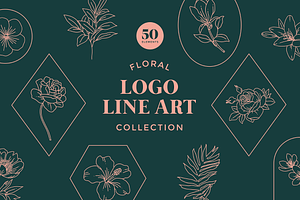 Floral Logo Line Art Set