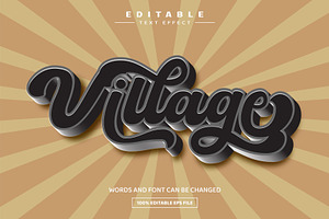 Village 3D Editable Text Effect