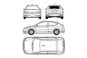 Car Focus 2 3Doors - Vector drawing, an Illustration by Digital-Clipart