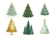 Watercolor Christmas Trees Clipart, an Illustration by SinaCreation (Thumbnail 6 of 7)