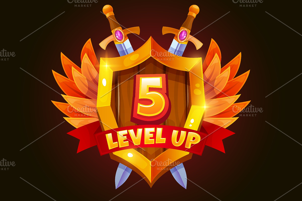 Game level up badge. Winner trophy, an Object Illustration by Stock-Smart-Start (Photo 2 of 3)