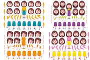 Front View Cute Girl Characters Pack, an Object Graphic by MEDZ (Thumbnail 1 of 5)