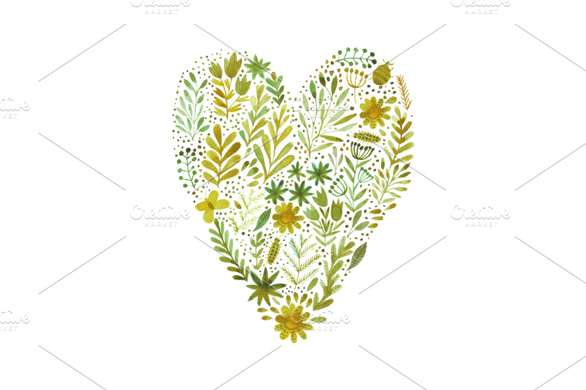 Watercolor floral elements preview 5