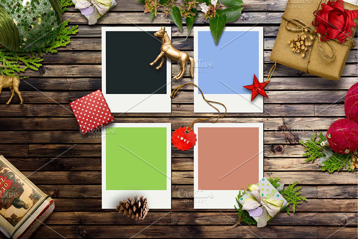 Polaroid Xmas mockup PSD, a Product Mockup by JAY MID IMAGE (Photo 2 of 2)