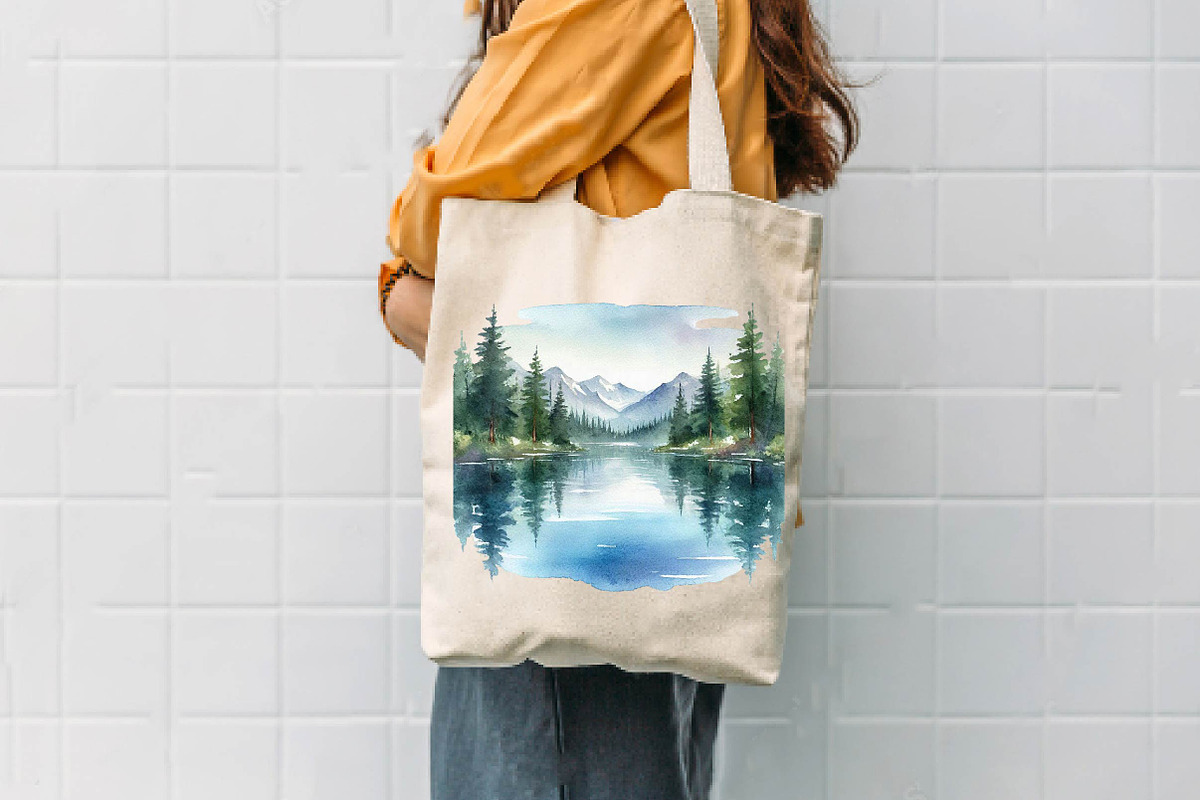 Watercolor Forest Landscape Clipart, a Seasonal Illustration by CreationArt (Photo 7 of 7)
