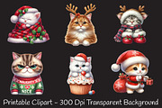 Christmas Cute Cat Sublimation Clipa, an Illustration by RobertsArt (Thumbnail 2 of 7)