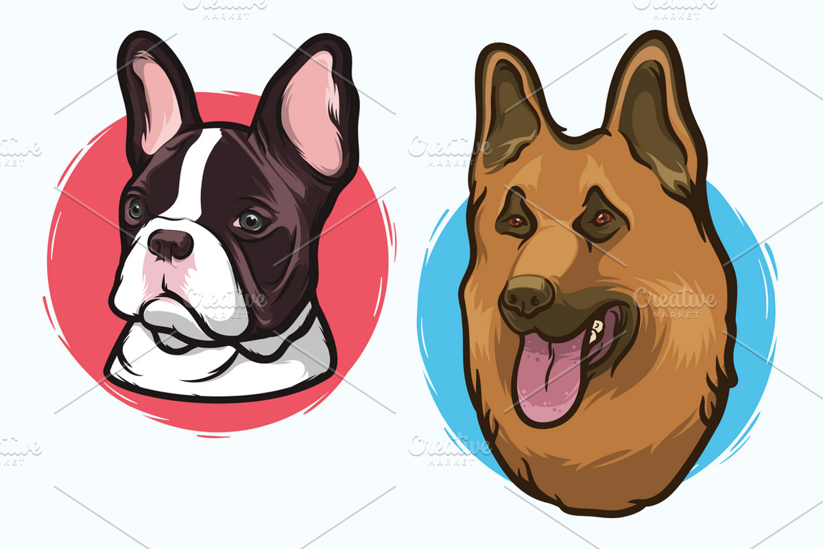 French Bulldog and Shepherd, an Animal Illustration by Snitovets
