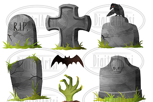 Watercolor Tombstones Clipart