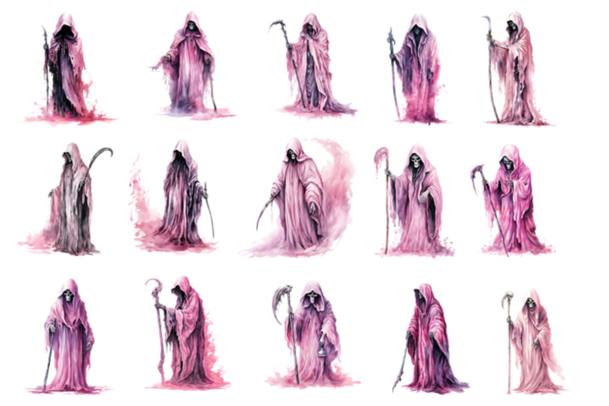 Halloween Watercolor Grim Reaper PNG, a Seasonal Illustration by Creative Arslan (Photo 2 of 6)