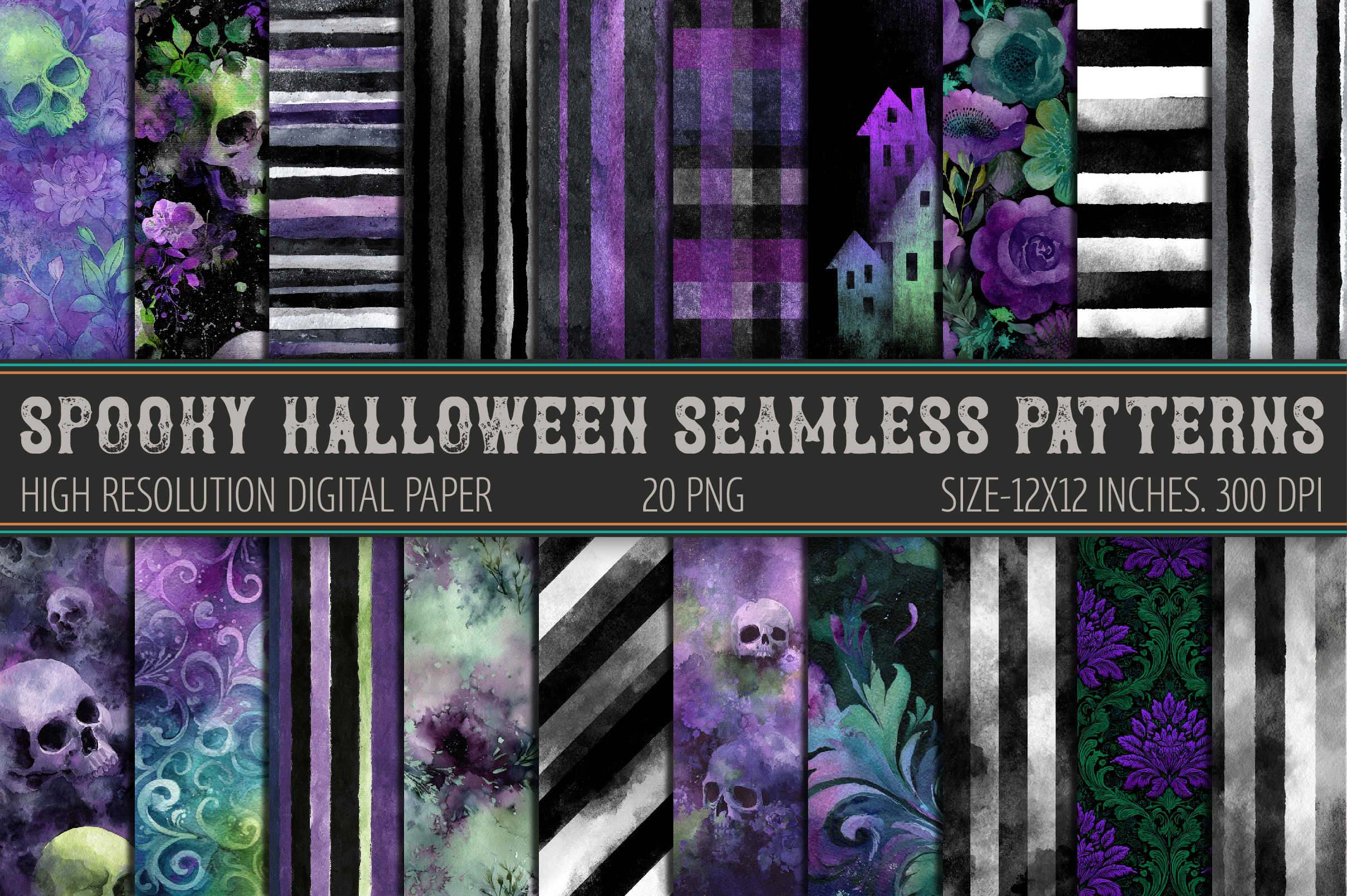 Spooky Halloween Seamless Patterns, a Pattern Graphic by Libby Wishes