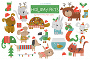 Holiday pets clipart set, an Animal Illustration by Poppymoondesign (Thumbnail 1 of 3)