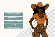 Black Cowgirl Clipart Bundle, a Person Illustration by BusyDaydesign (Thumbnail 7 of 9)
