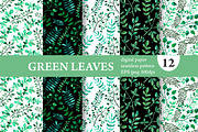 12 Green Leaves Seamless Patterns, a Pattern Graphic by Sunset&Sea Design (Thumbnail 1 of 4)