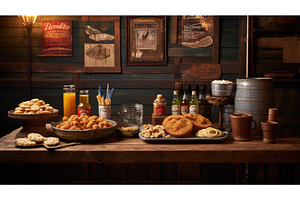 pub bar food background ai generated, a Food & Drink Photo by pikepicture