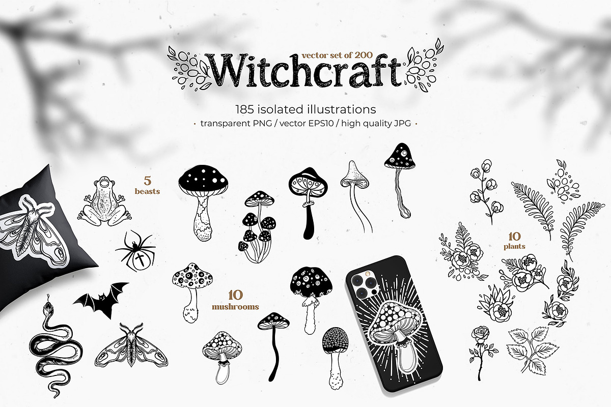 Witchcraft vector set of 200, a Food Illustration by Varvara Gorbash (Photo 7 of 13)
