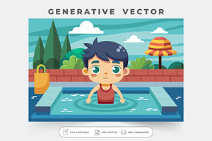 A young boy plays joyfully in a brig, a Graphic by SouravDesign