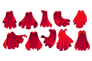 Red superhero cape, hero cloak, an Object Illustration by Vector Tradition