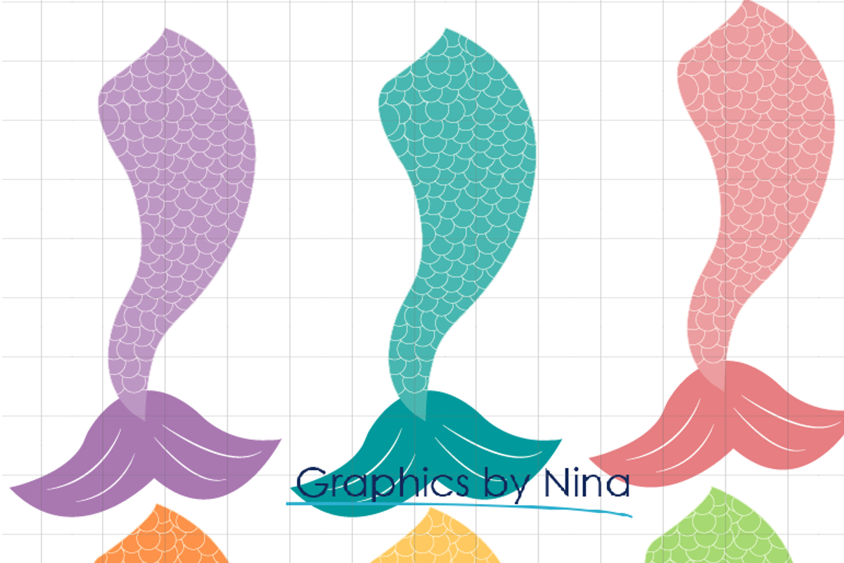 Mermaid Tails Clipart, an Illustration by Graphics by Nina
