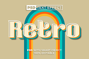 PSD Retro Text Effect Colorful Style