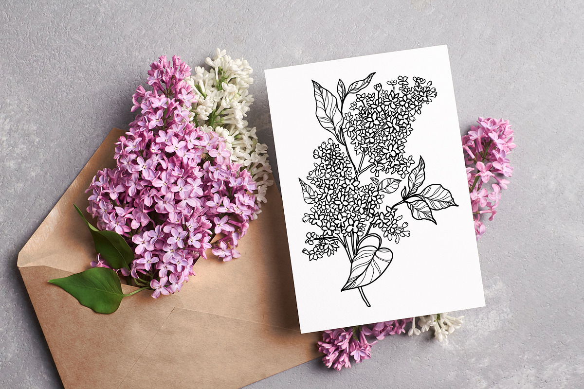 Lilac Flowers Line Art SVG, an Object Graphic by Dervik Art Store (Photo 5 of 7)