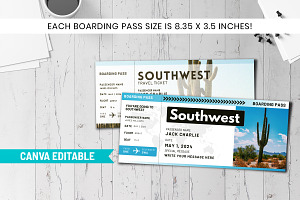 Southwest Trip Ticket Canva Template, a Card Template by Snapybiz