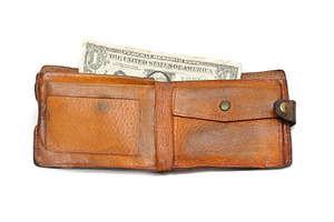 One dollar in the wallet, a Photo by saiko3p