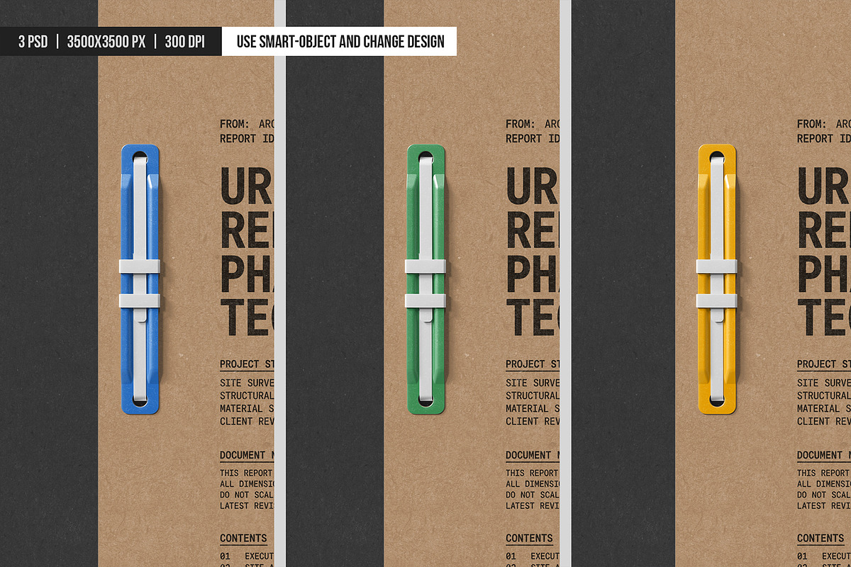Plastic File Fastener Report Mockup, a Books & Magazine Mockup by SD Mockup (Photo 4 of 4)