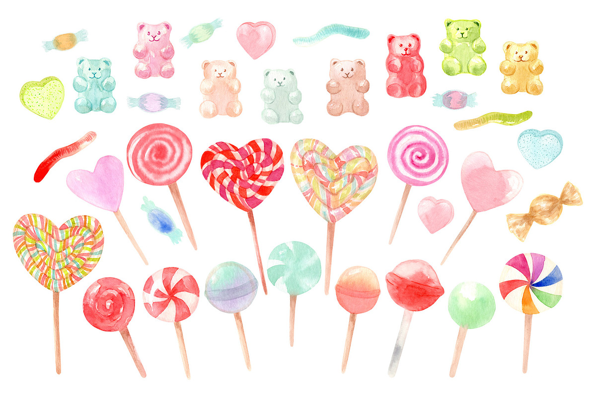 Watercolor candy. Valentine's Day, an Animal Illustration by Slastick (Photo 3 of 7)