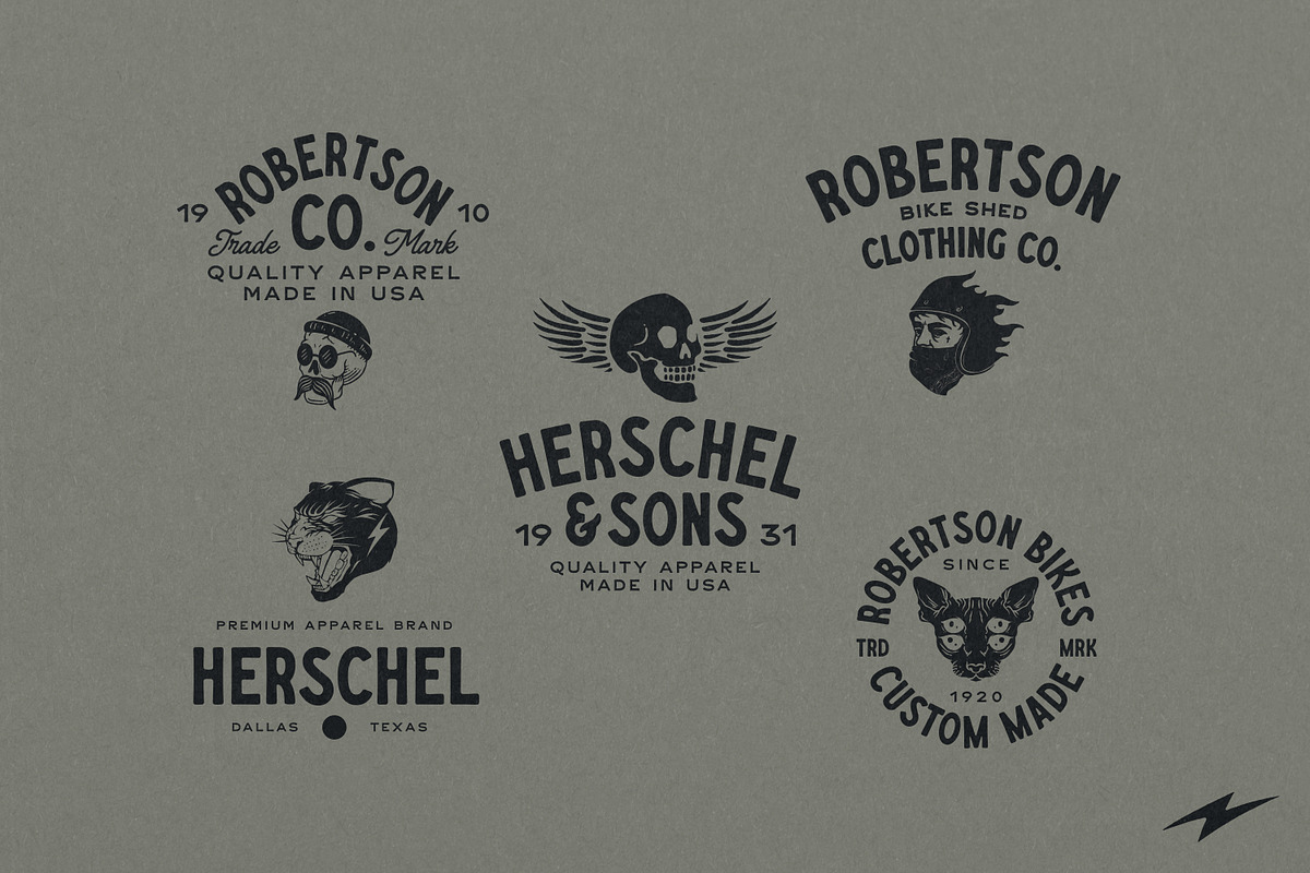 20 Retro Apparel Logos + Extra, an Education Illustration by Davide Bassu (Photo 10 of 16)