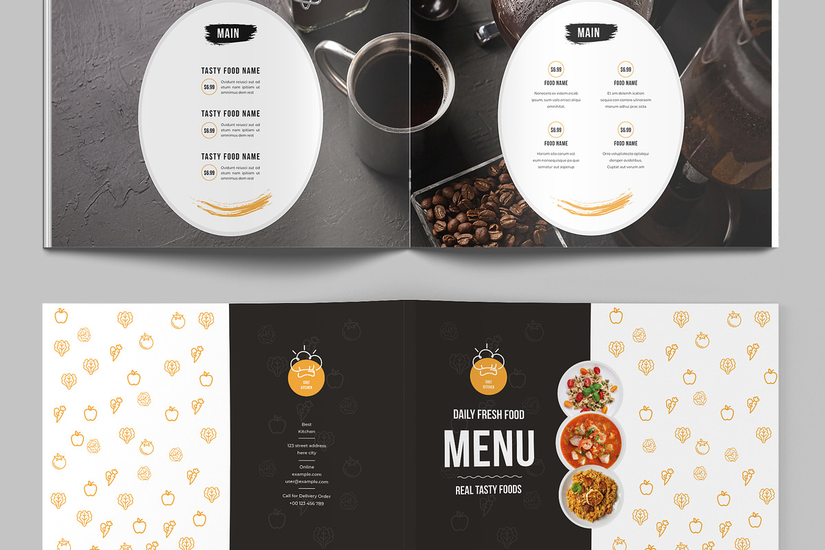 Food Menu Template Landscape, a Stationery Template by MightyDesign (Photo 4 of 7)