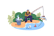 Fishermen catch fish, fishing set, a Person Illustration by PaperTrident (Thumbnail 8 of 9)