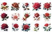 Watercolor Red Rose Clipart, an Illustration by Designking (Thumbnail 2 of 5)