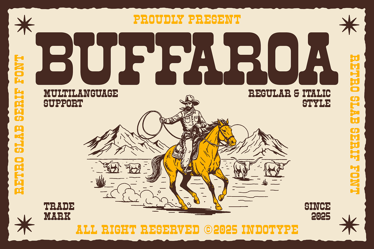 Buffaroa - Slab Serif Typeface, a Serif Font by Indotype Foundry (Photo 1 of 10)