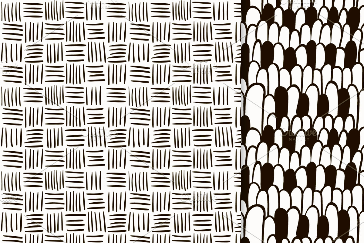 6 Black Sketched Seamless Patterns, a Pattern Graphic by Olya Creative (Photo 4 of 4)