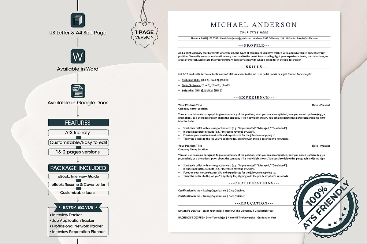 ATS-optimized resume template, a Resume Template by Design_Xlab (Photo 1 of 10)