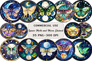 Lunar Moth and Moon Stained Glass, an Illustration by Craft Nest (Thumbnail 1 of 6)