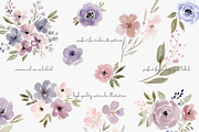 watercolor floral clipart set, a Decorative Illustration by Patishop Art (Thumbnail 2 of 10)